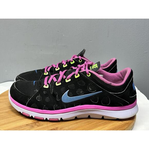 Nike Flex Supreme TR‎ Running Shoes Women 10- 537509-046 Mesh Low Top Black Pink - Picture 2 of 9